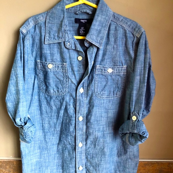 GAP Chambray Button-Down Shirt - Boys Med 8/9 - Picture 3 of 4
